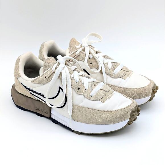 Nike Fontanka Waffle Sneakers Womens 6 Sanddrift White Blackened Navy DC3579-102 - Picture 1 of 11